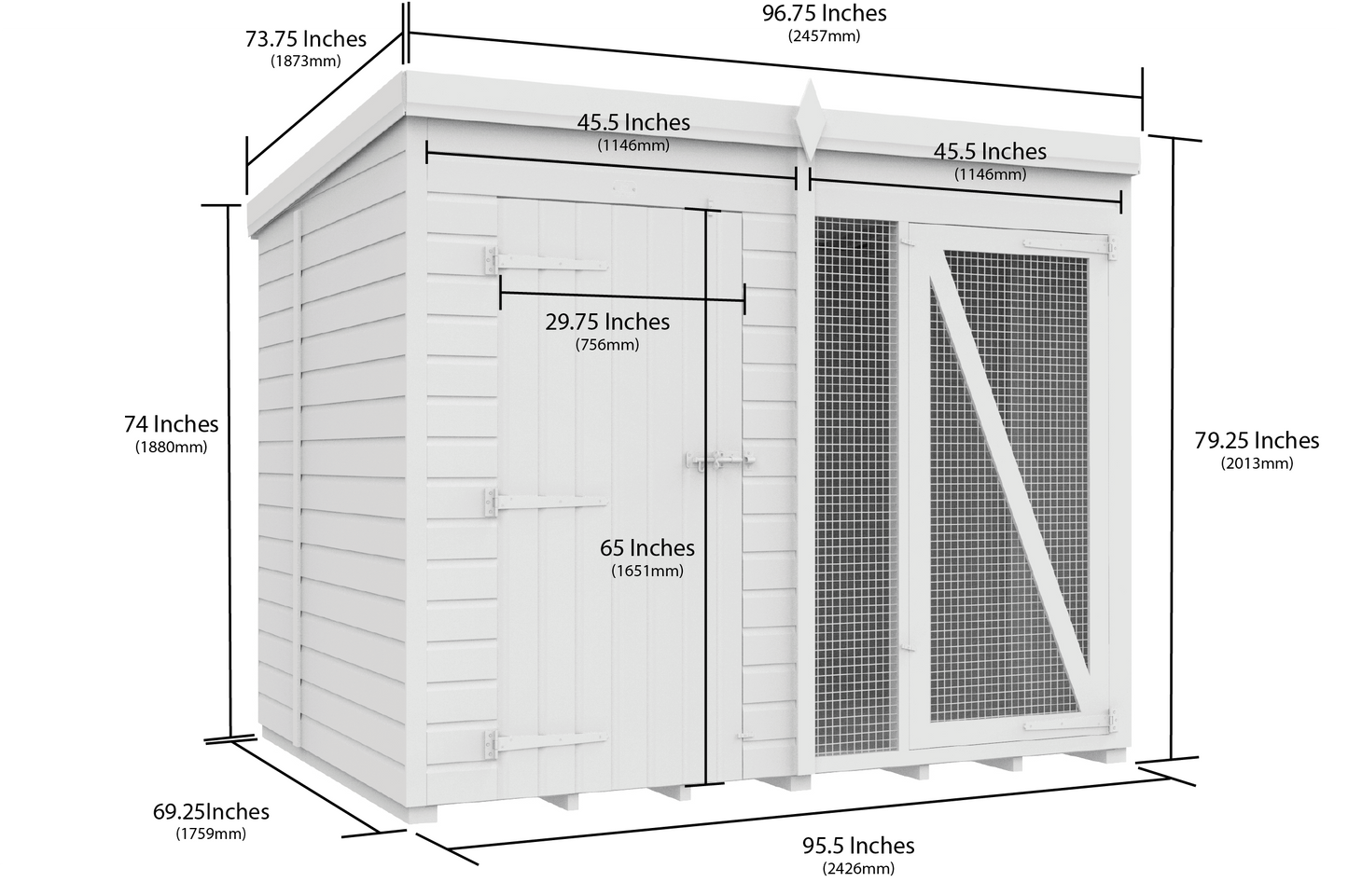 Elmstead Full Height Dog Kennel And Run Dimensional Drawings