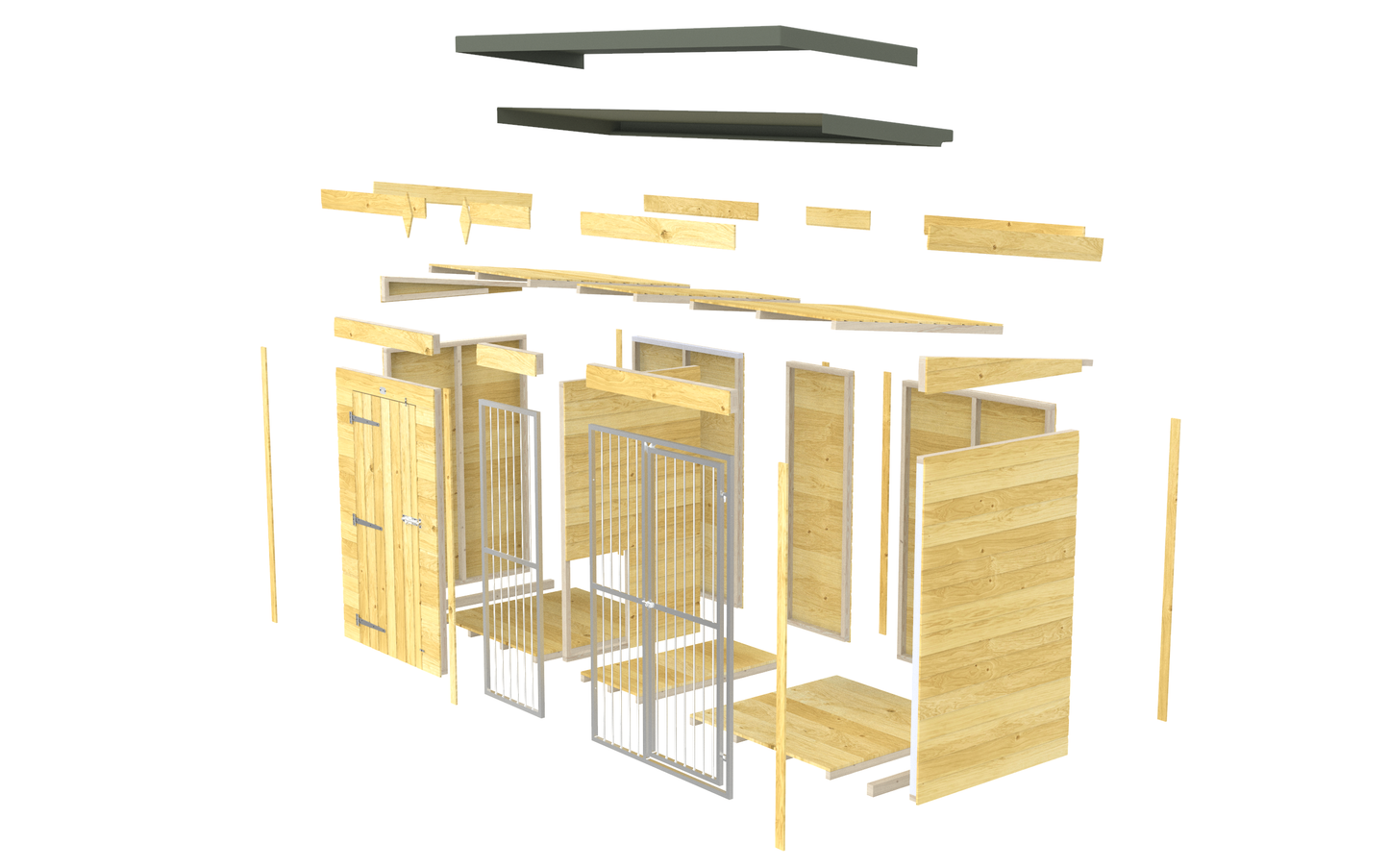 Elmstead Dog kennel With Bars Exploded Sections