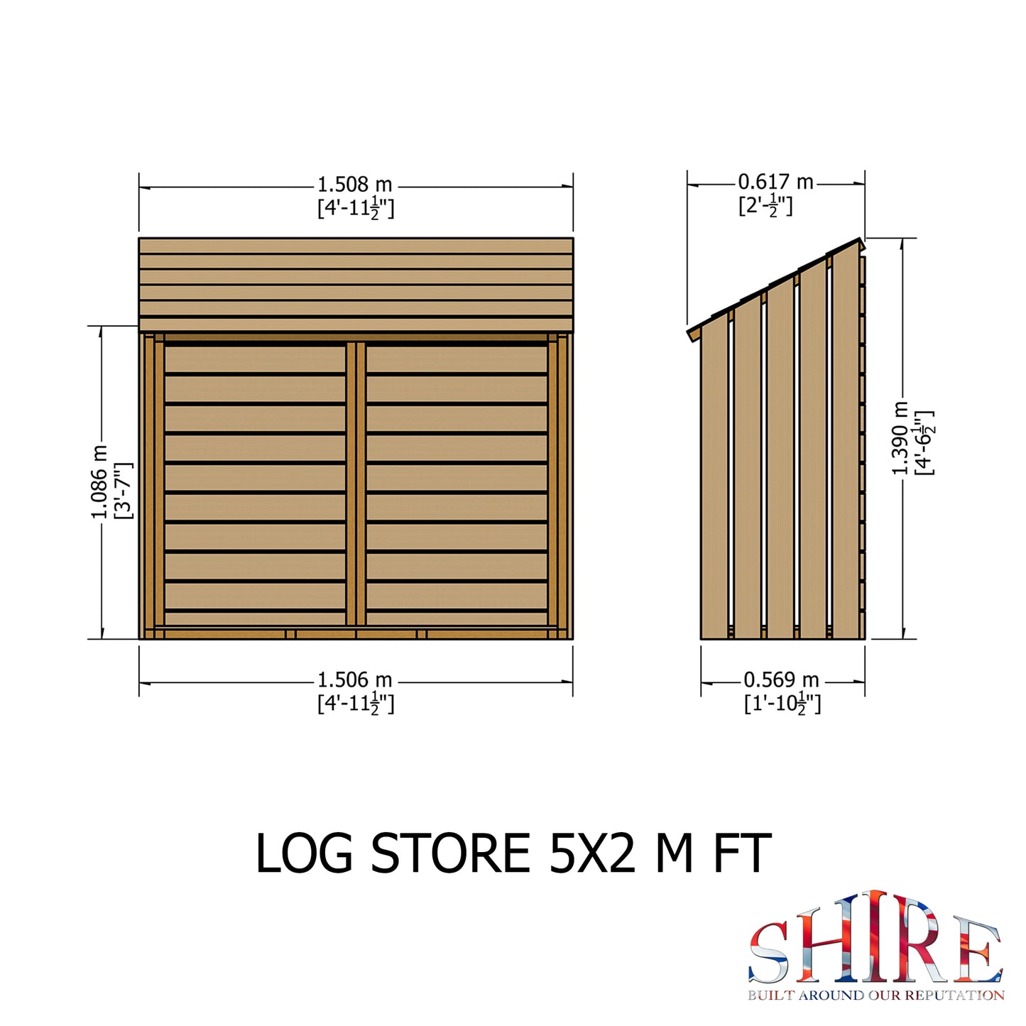 Shire Heavy Duty Wooden Log Store 5 x 2