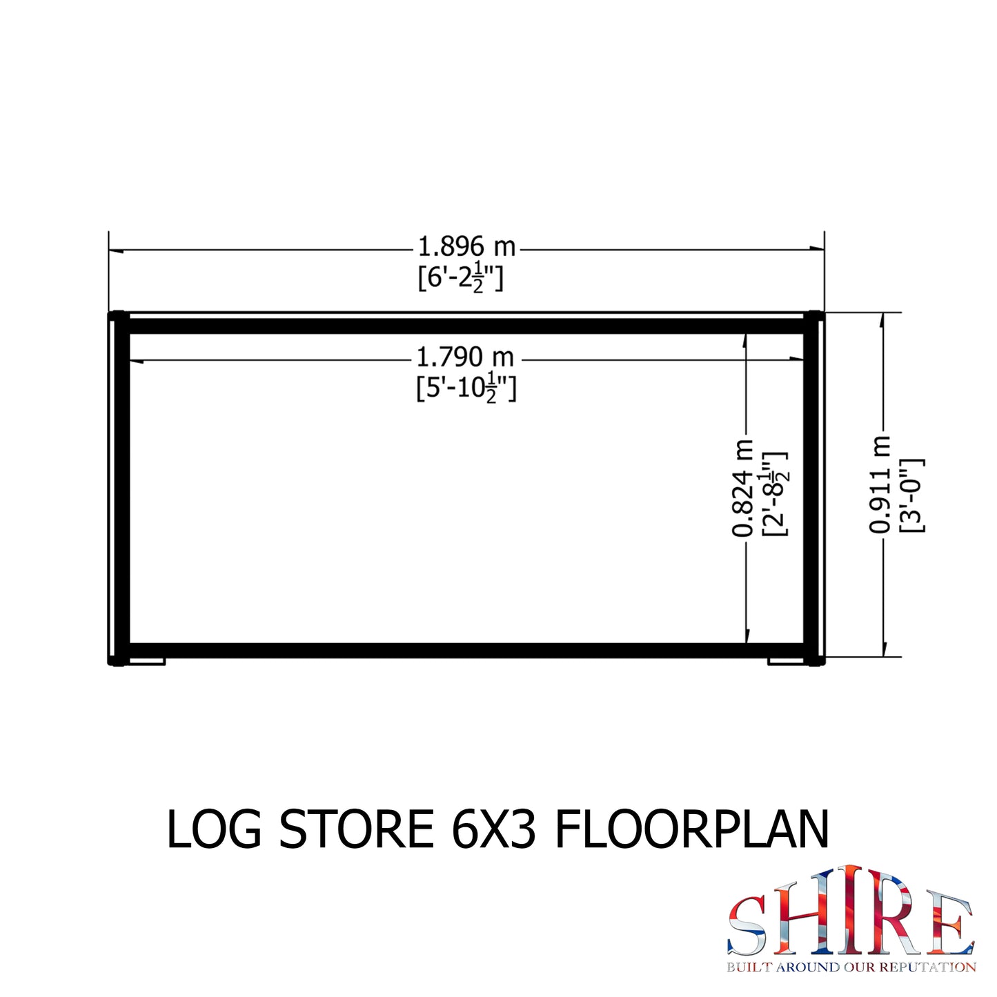 Shire Heavy Duty Wooden Log Store 6 x 3