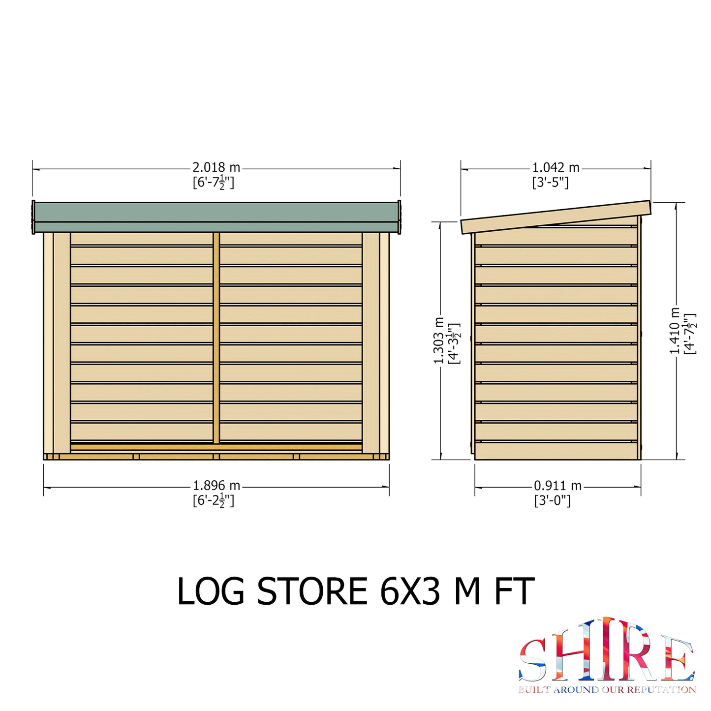 Shire Heavy Duty Wooden Log Store 6 x 3