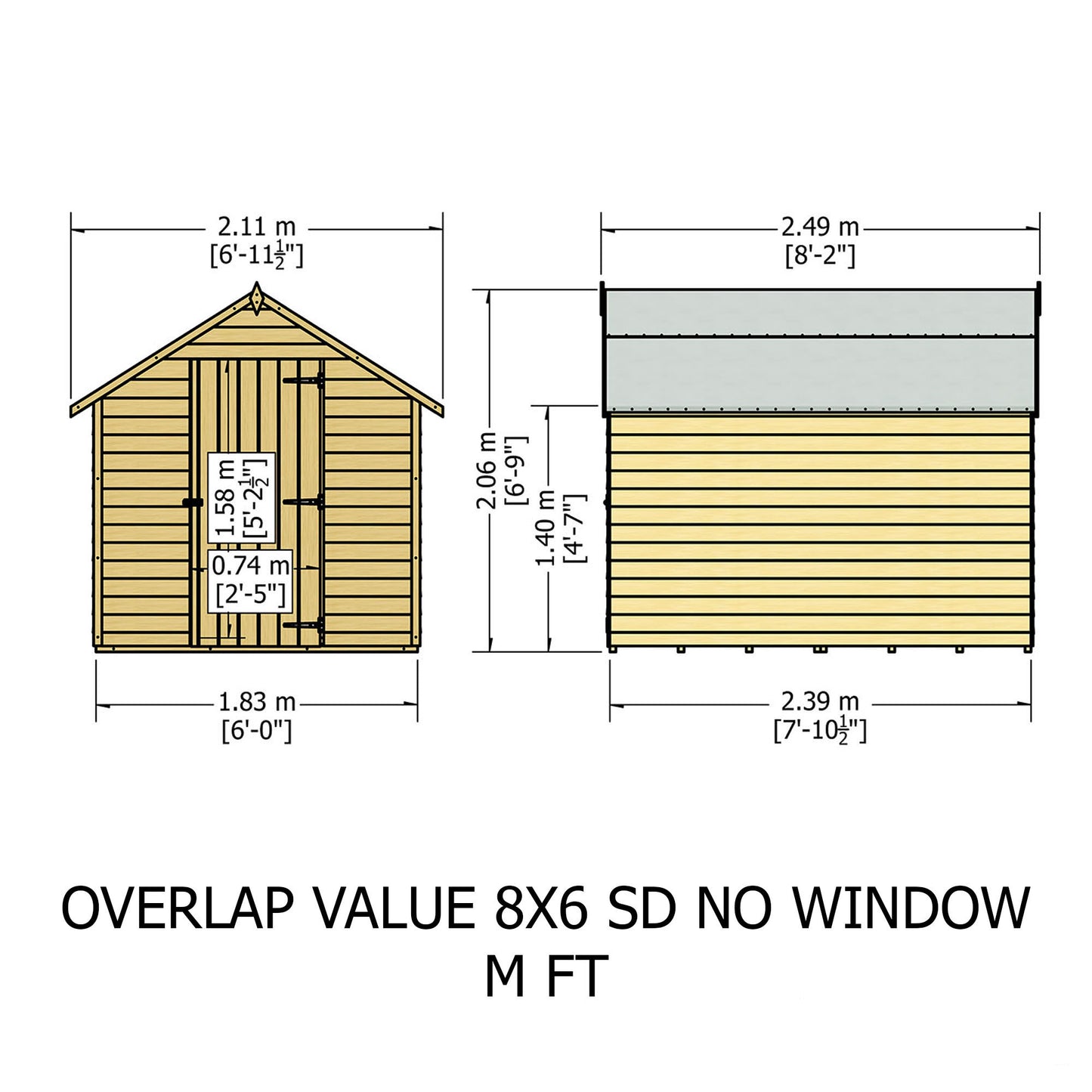 Shire Apex Pressure Treated Overlap Value Garden Shed 8x6