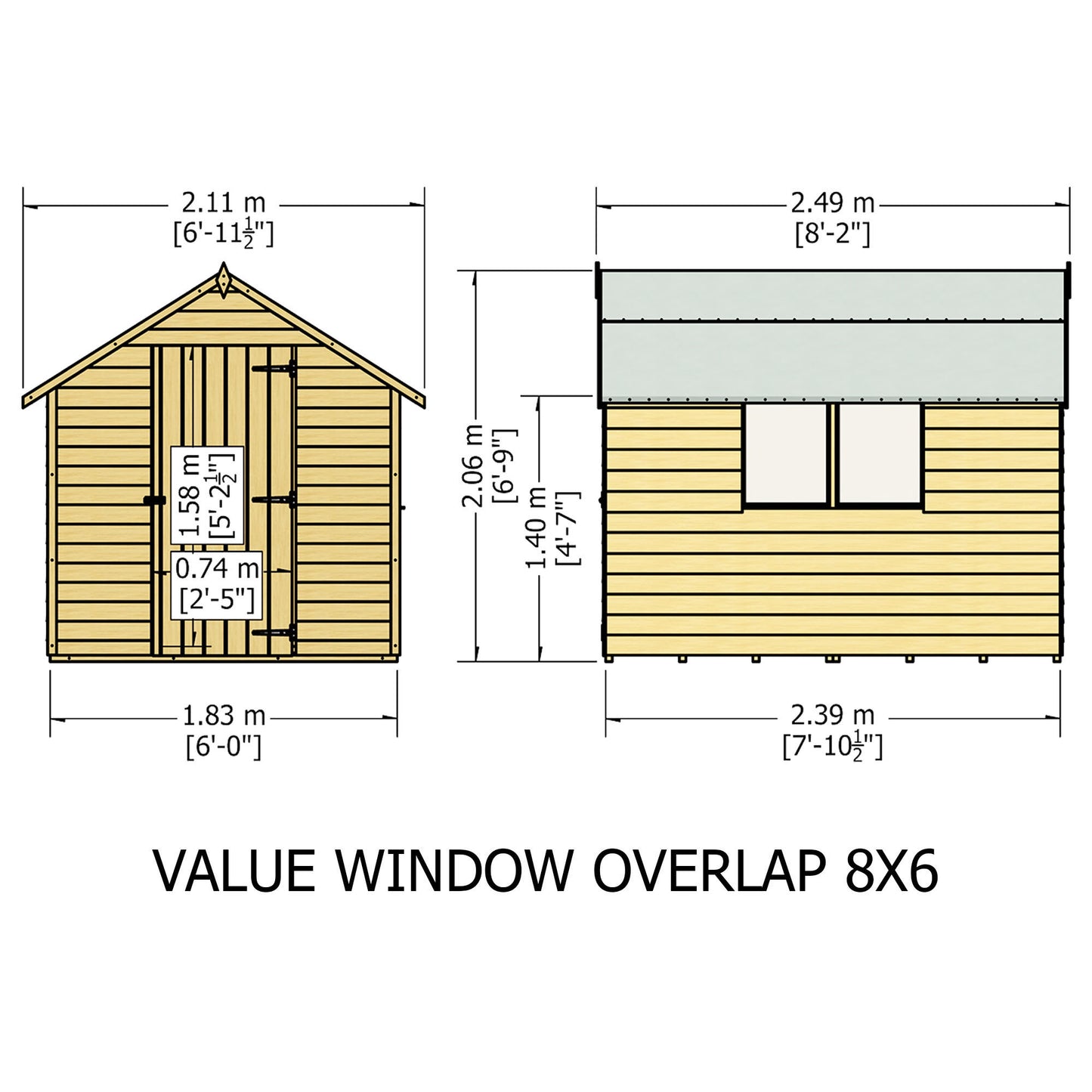 Shire Apex Pressure Treated Overlap Value Garden Shed 8x6