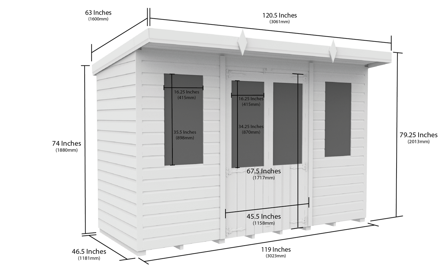 Elmstead Pent Summerhouse Dimensional Drawings