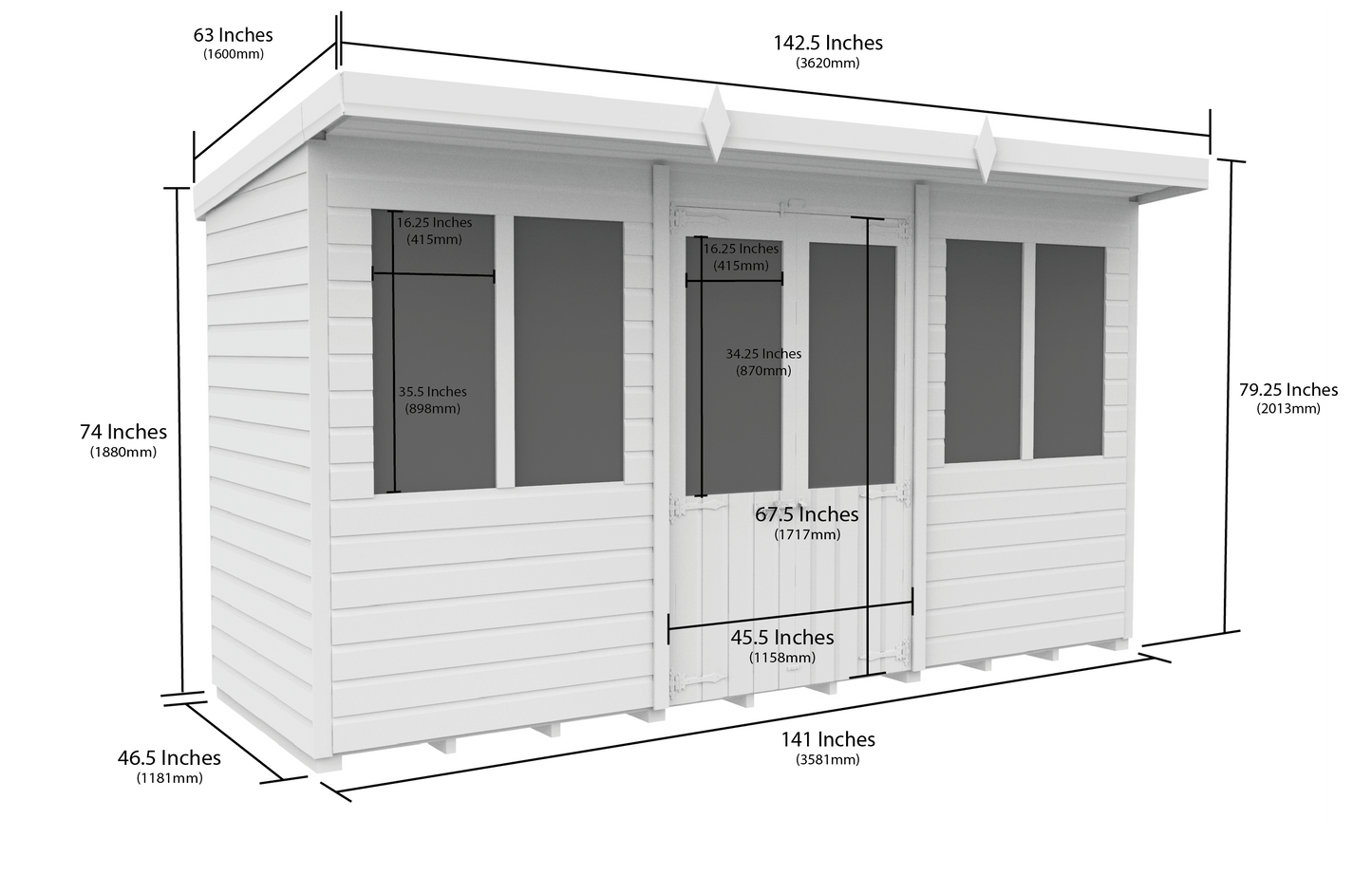Elmstead Pent Summerhouse Dimensional Drawings