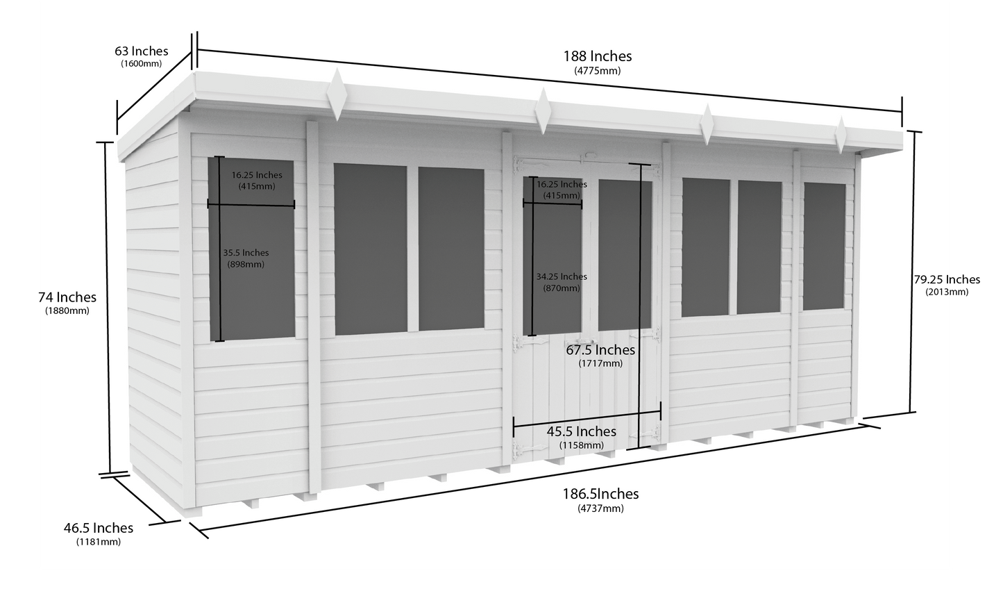 Elmstead Pent Summerhouse Dimensional Drawings
