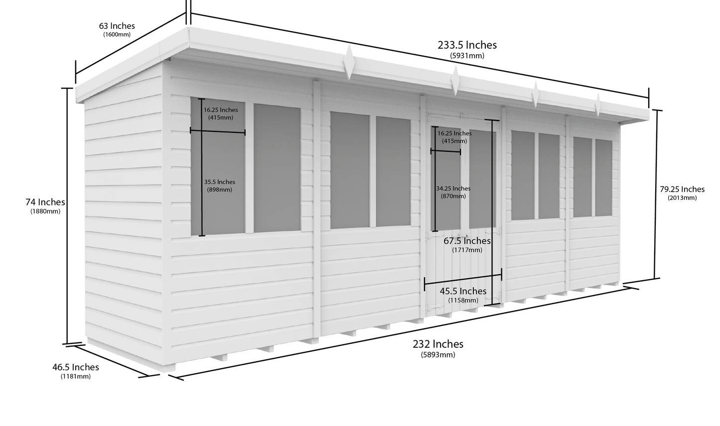 Elmstead Pent Summerhouse Dimensional Drawings