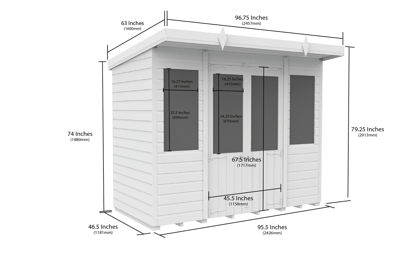 Elmstead Pent Summerhouse Dimensional Drawings