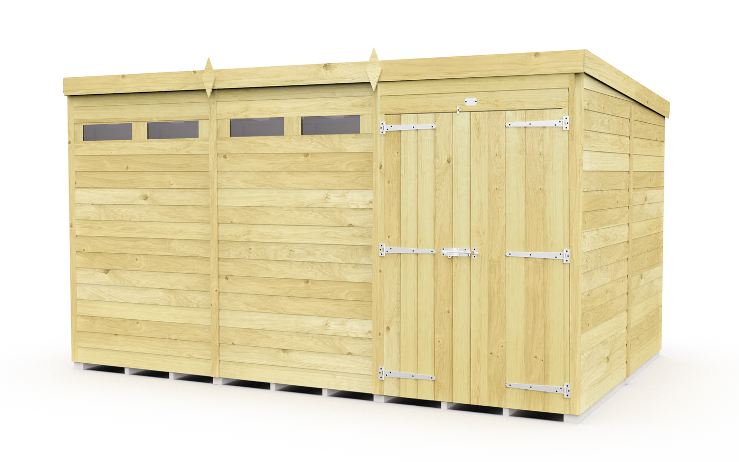 Elmstead Pent Security Shed Double Door External View