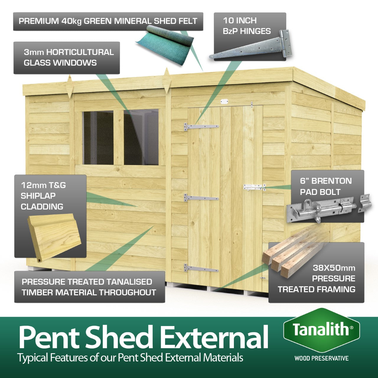 Elmstead Pent Security Shed External Features