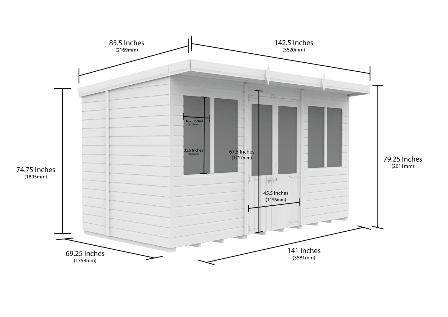 Elmstead Pent Summerhouse Dimensional Drawings