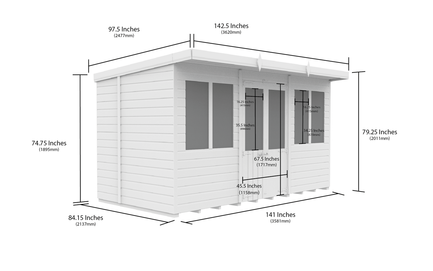 Elmstead Pent Summerhouse Dimensional Drawings