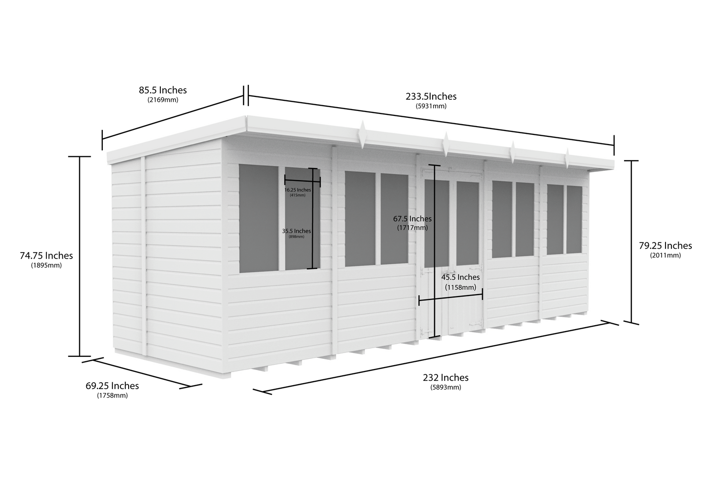 Elmstead Pent Summerhouse Dimensional Drawings