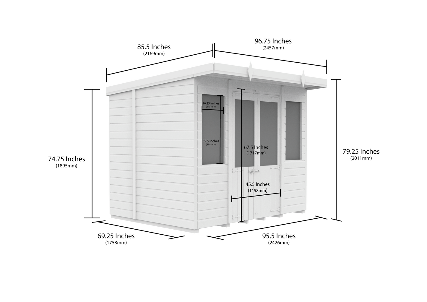 Elmstead Pent Summerhouse Dimensional Drawings