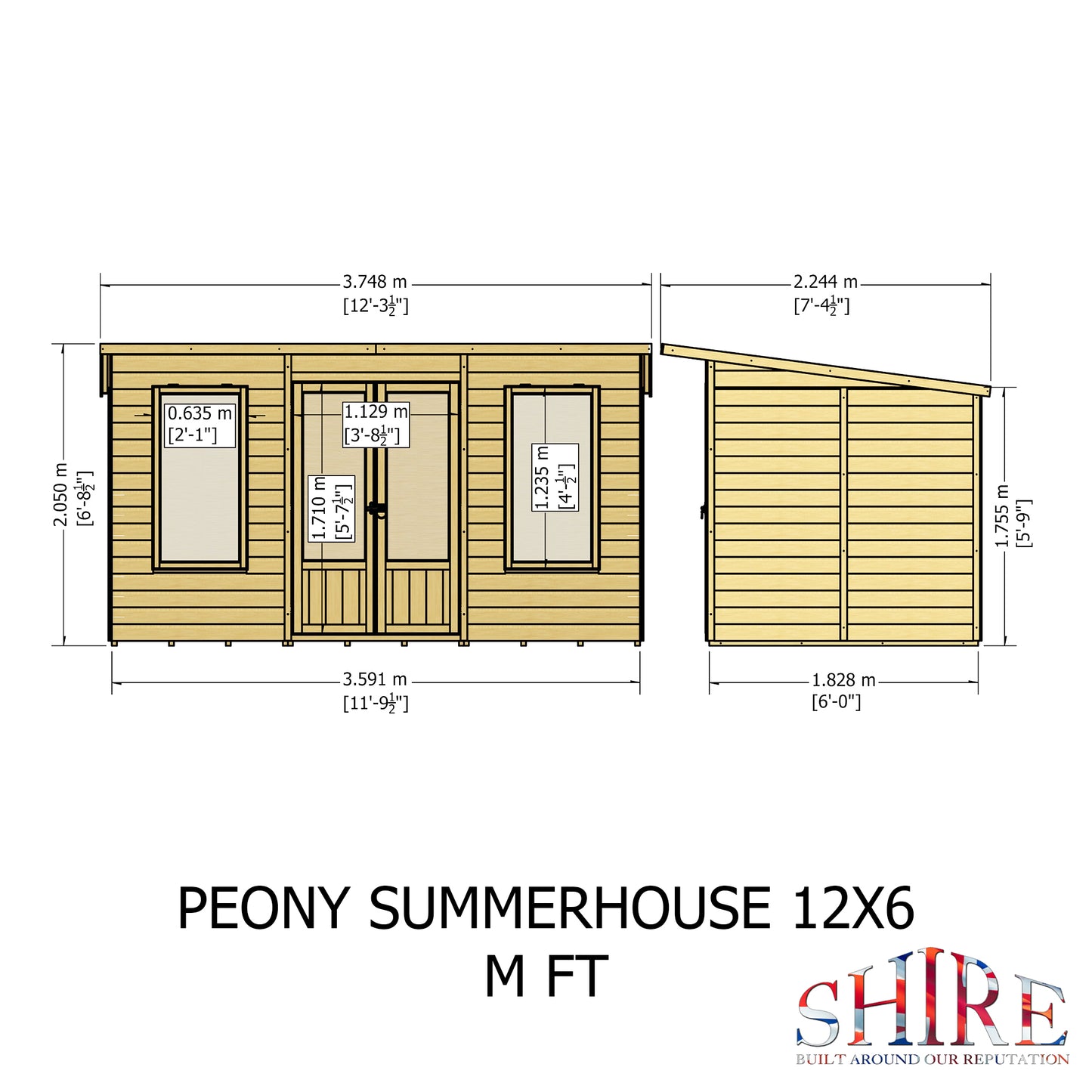 Shire Peony Pent Summerhouse 12x6