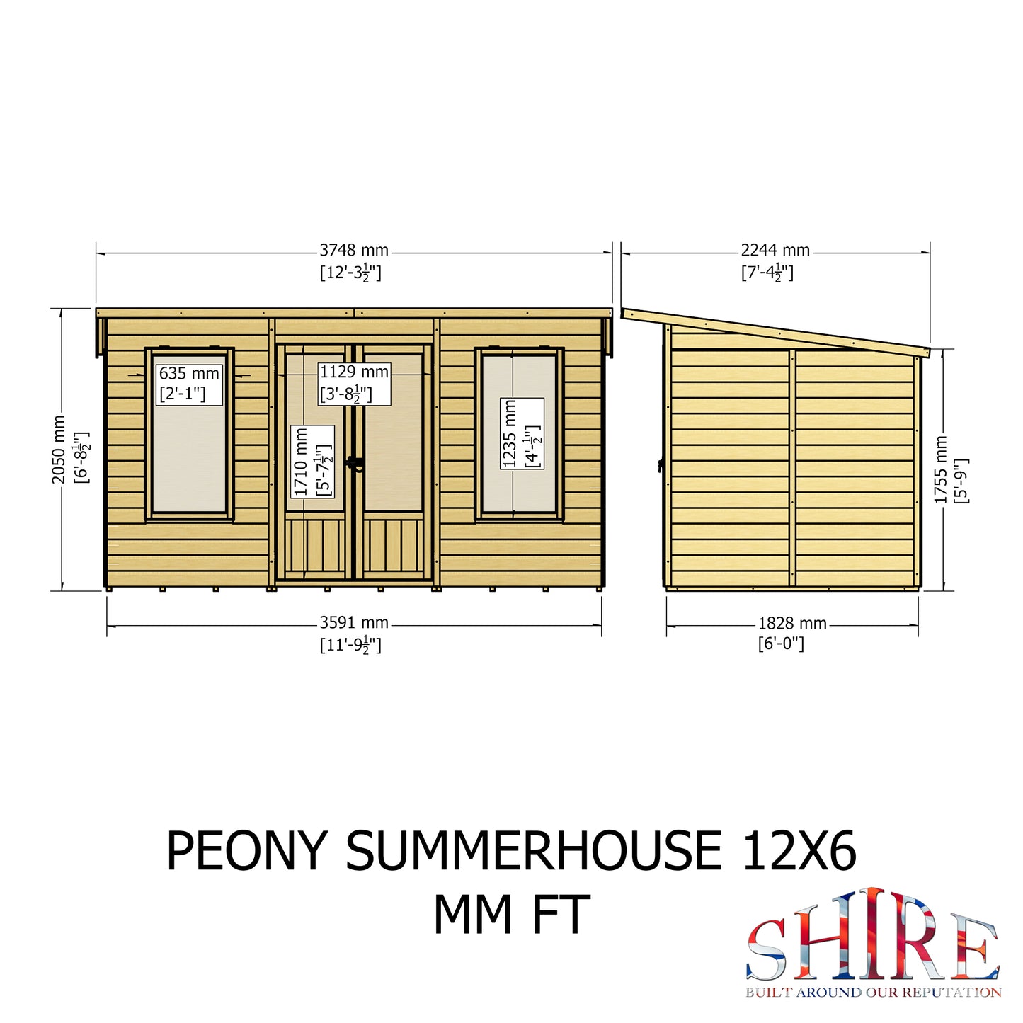 Shire Peony Pent Summerhouse 12x6