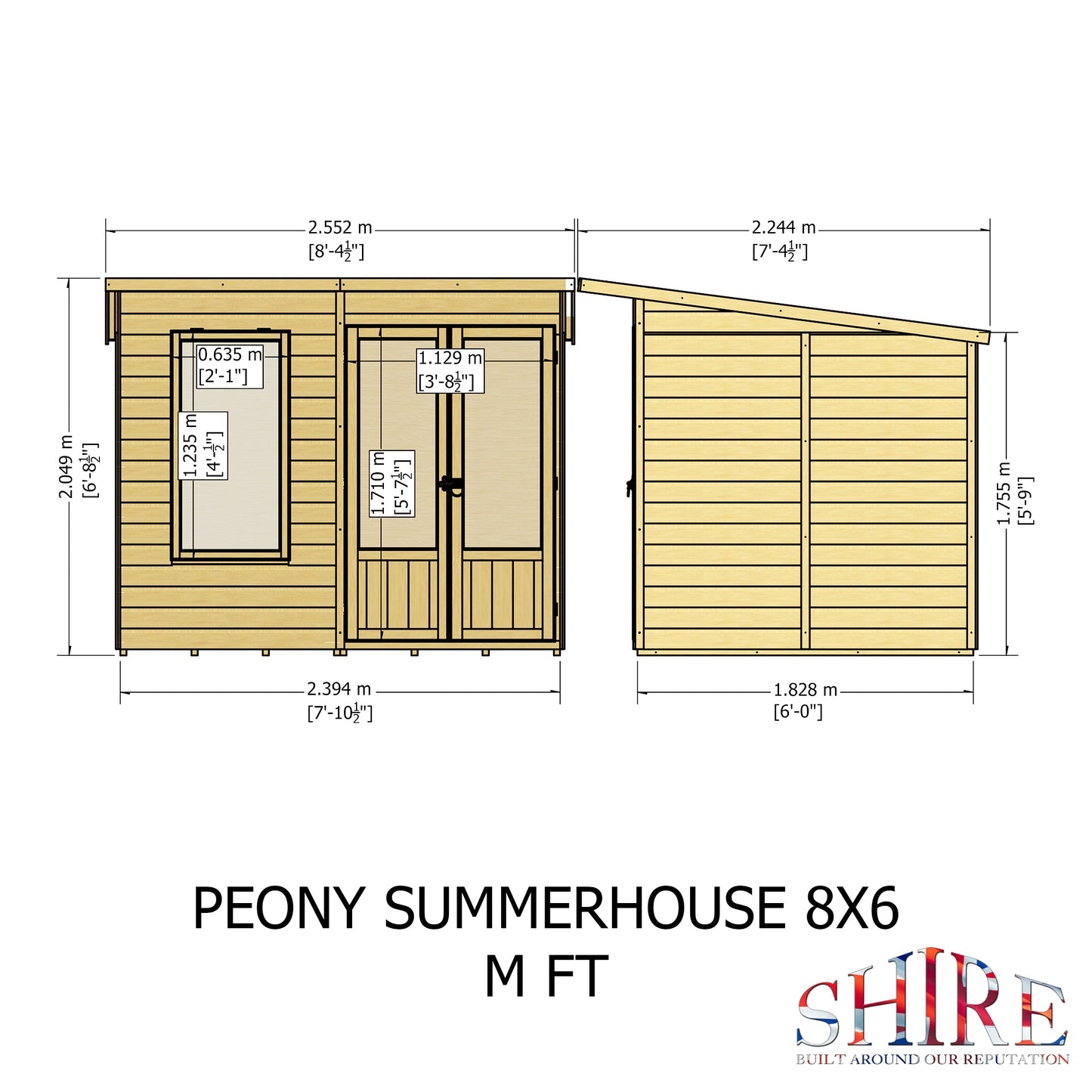 Shire Peony Pent Summerhouse 8x6