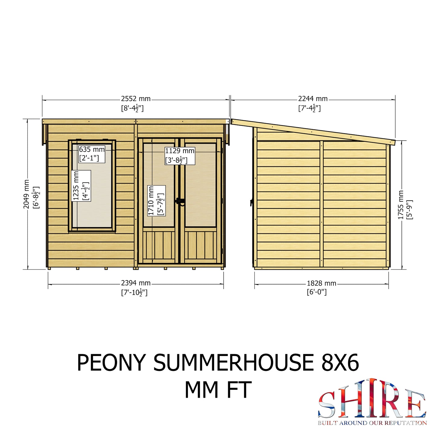 Shire Peony Pent Summerhouse 8x6
