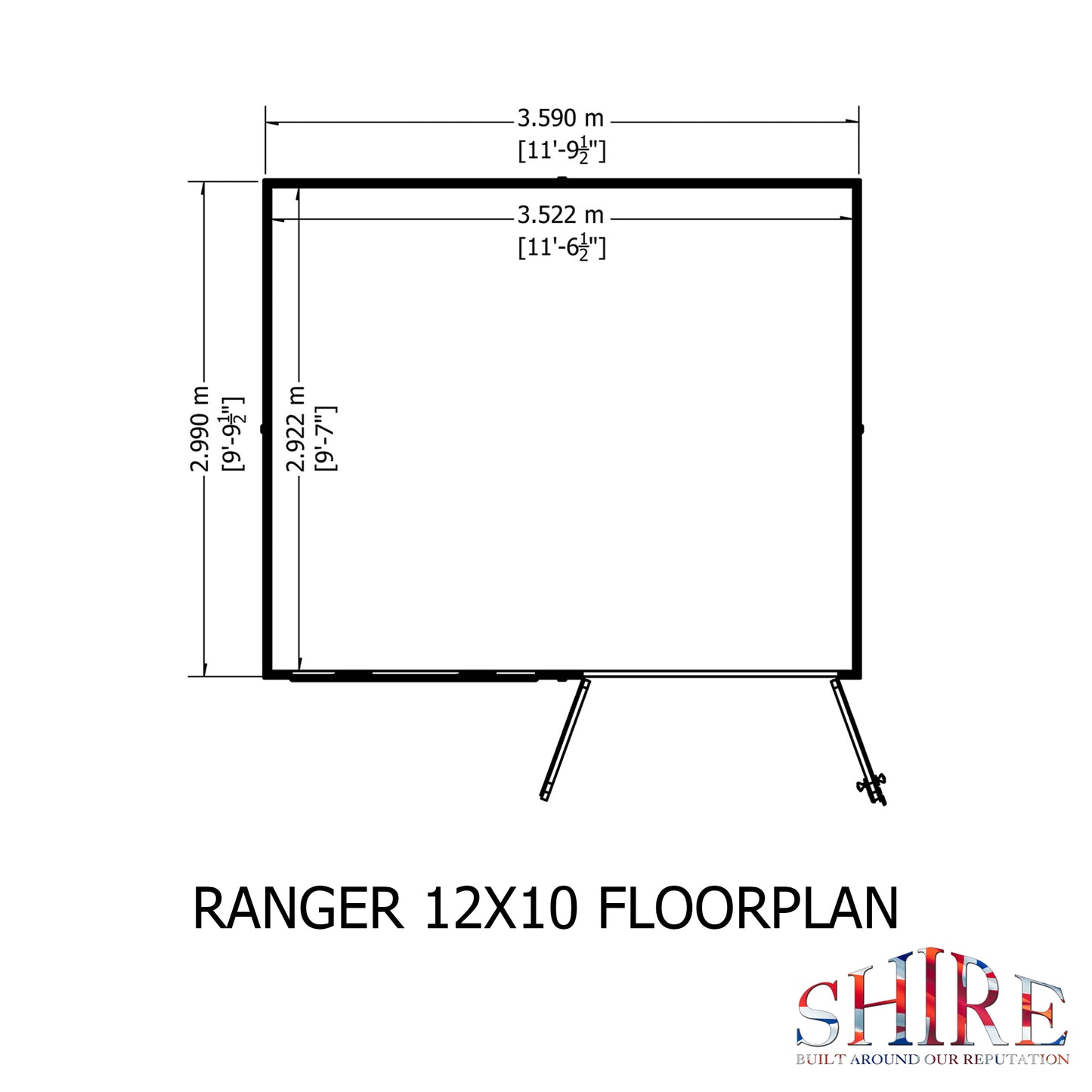 Shire Ranger Pent Premium Shiplap Garden Shed 12x10