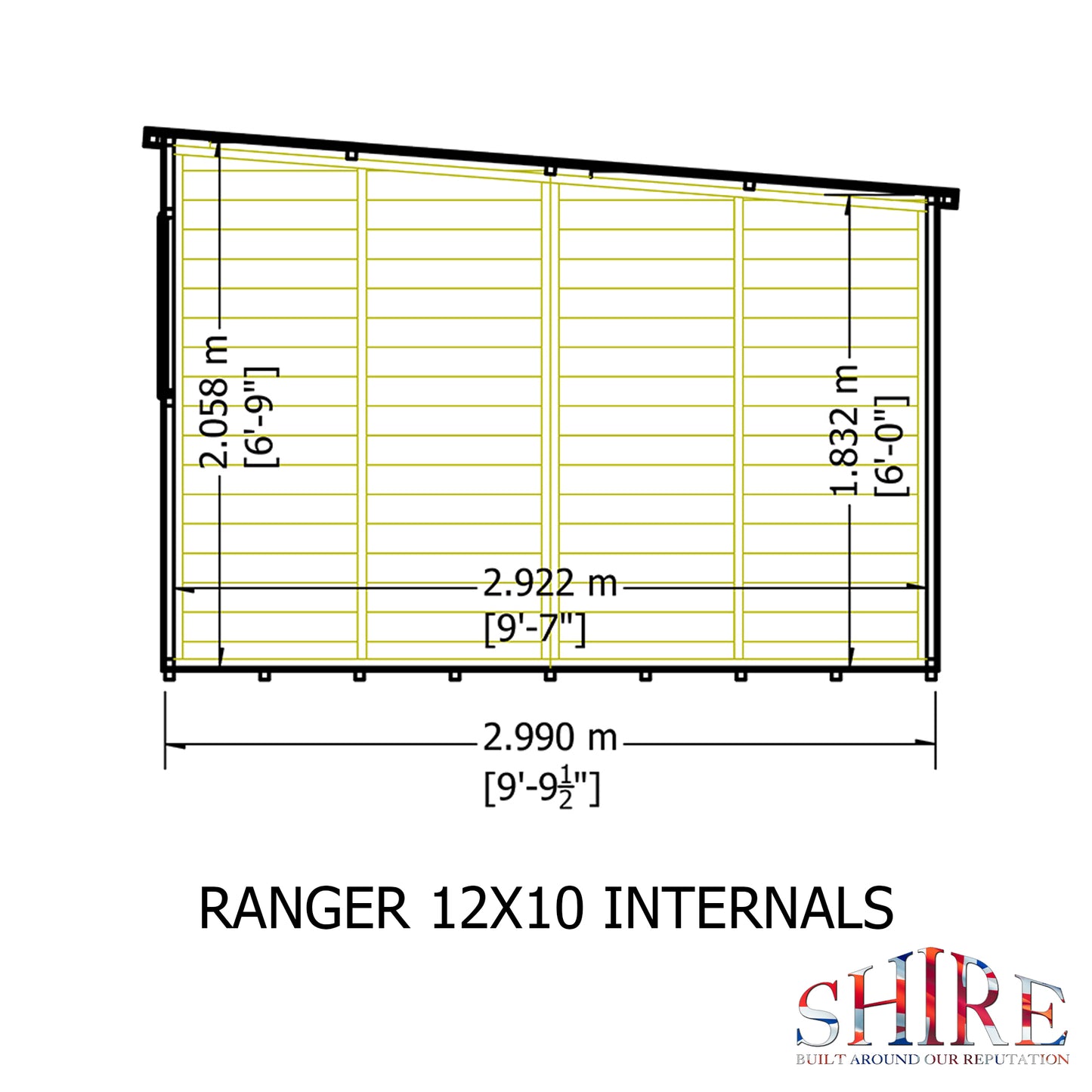 Shire Ranger Pent Premium Shiplap Garden Shed 12x10