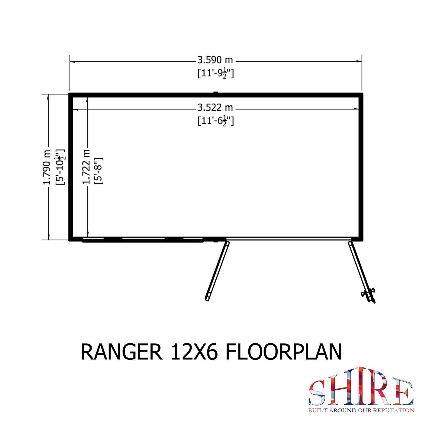 Shire Ranger Pent Premium Shiplap Garden Shed 12x6