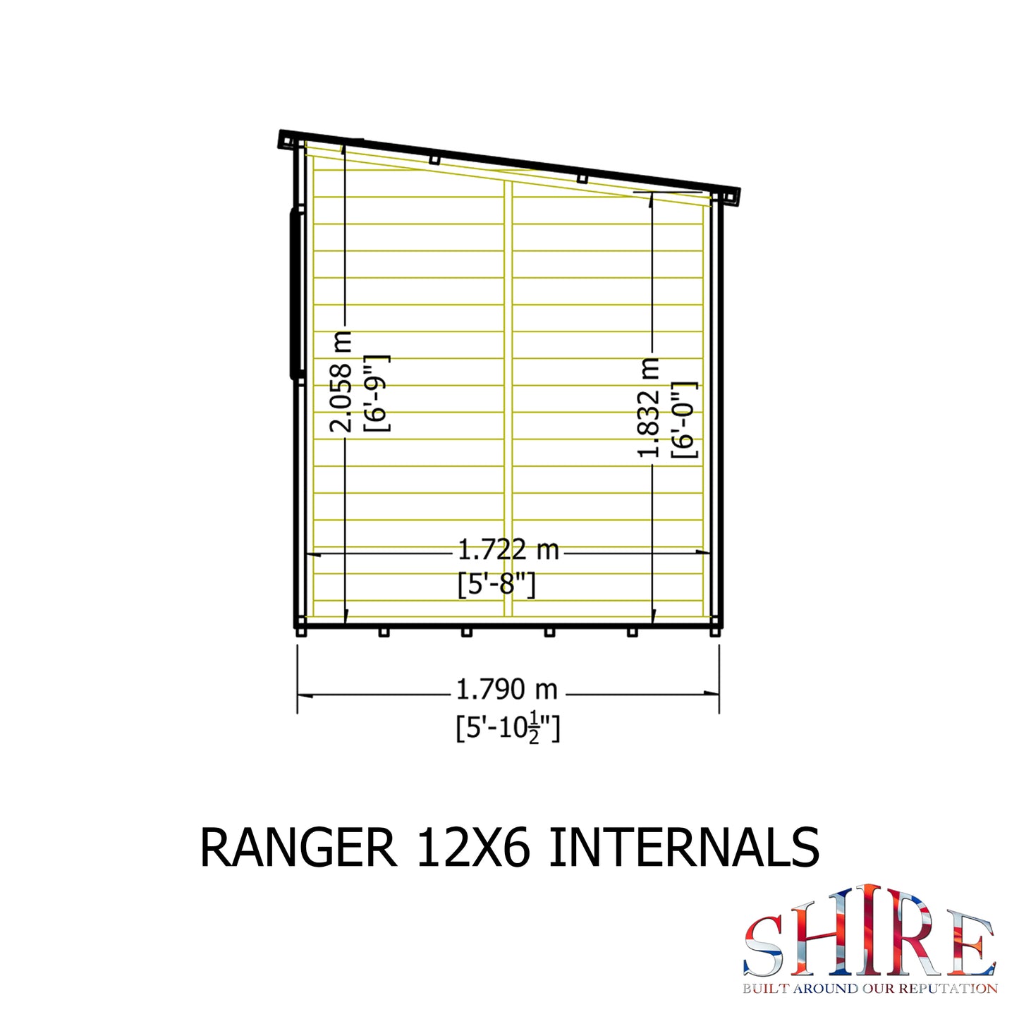 Shire Ranger Pent Premium Shiplap Garden Shed 12x6