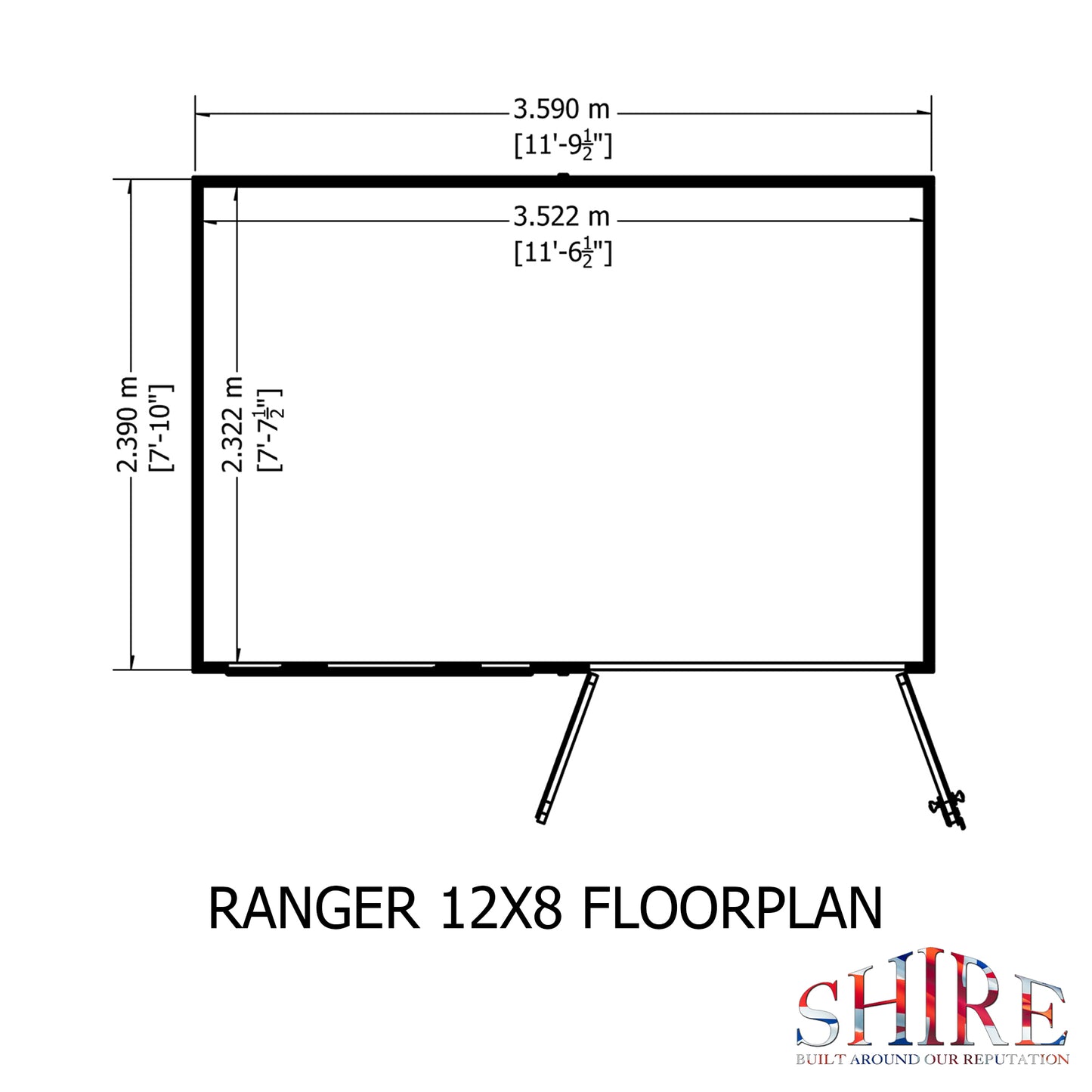 Shire Ranger Pent Premium Shiplap Garden Shed 12x8