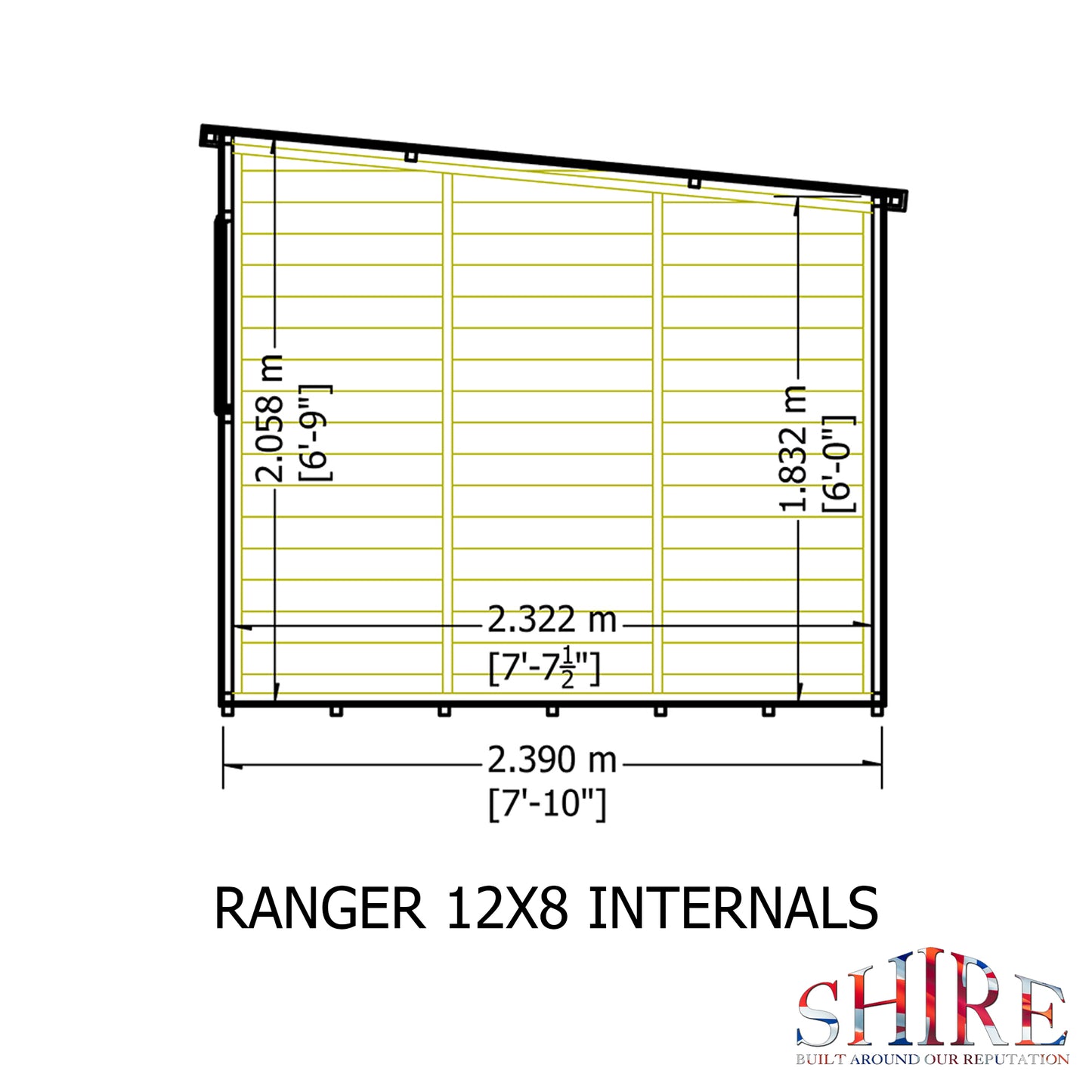 Shire Ranger Pent Premium Shiplap Garden Shed 12x8