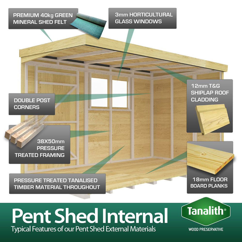 Elmstead Pent Garden Shed Internal Features