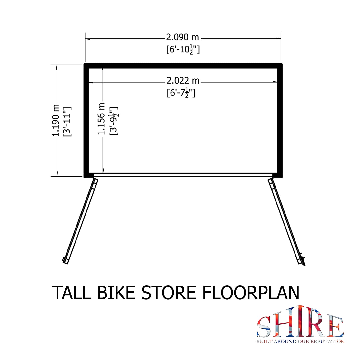 Shire Shiplap Tall Push Bike Storage Shed 7' x 4' (No Floor)