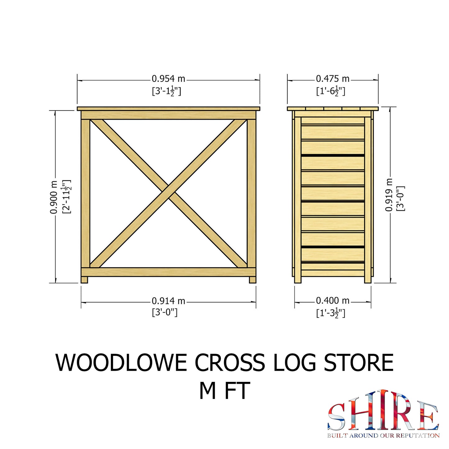 Shire 3 x 1 Woodlowe Cross Log Store - Pressure Treated
