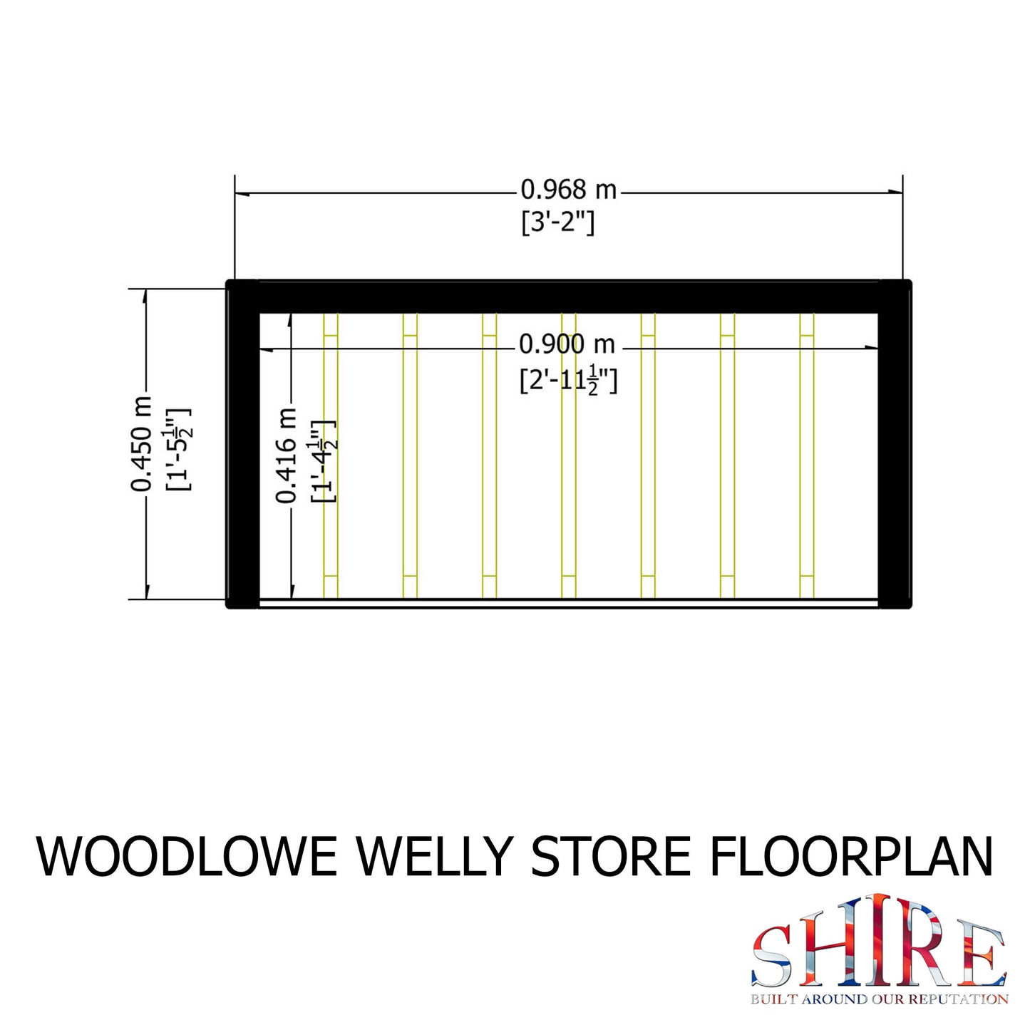 Shire 3 x 2 Woodlowe Pent Welly Store - Pressure Treated