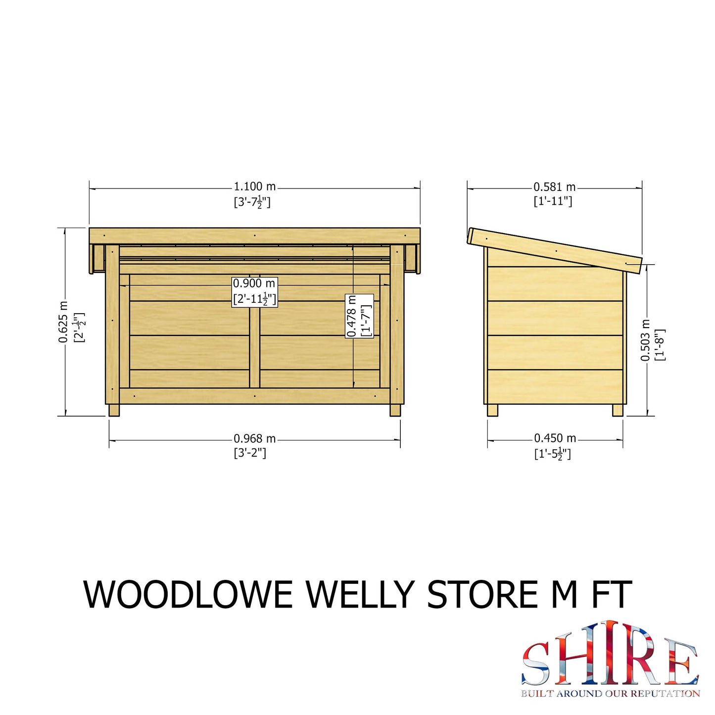 Shire 3 x 2 Woodlowe Pent Welly Store - Pressure Treated