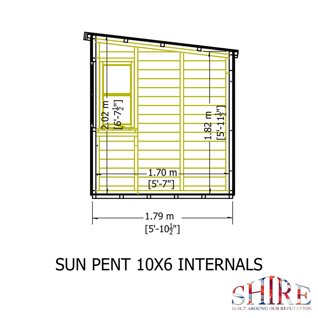 Shire Sun Pent Shiplap Potting Shed 10x6