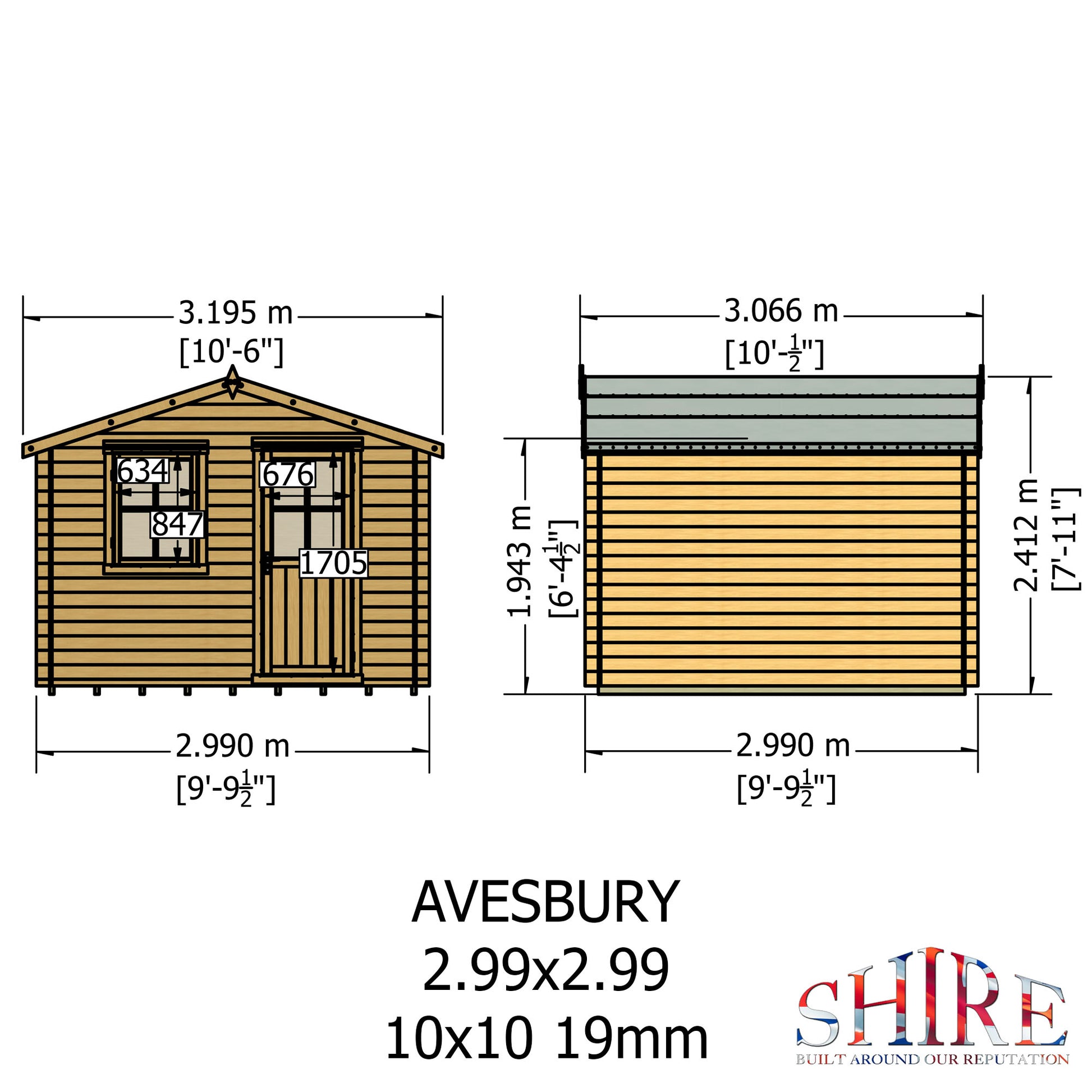Shire Avesbury 19mm Log Cabin 10x10