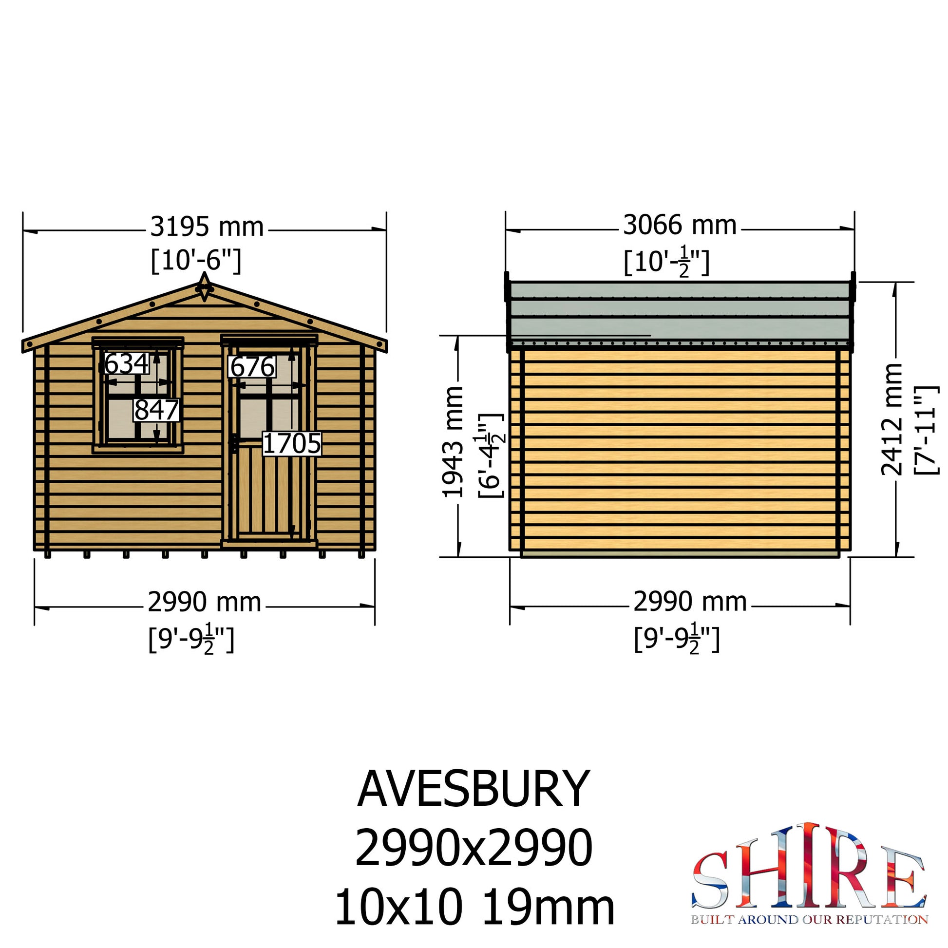 Shire Avesbury 19mm Log Cabin 10x10