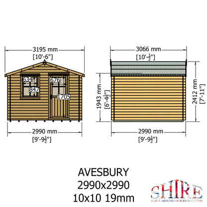 Shire Avesbury 19mm Log Cabin 10x10