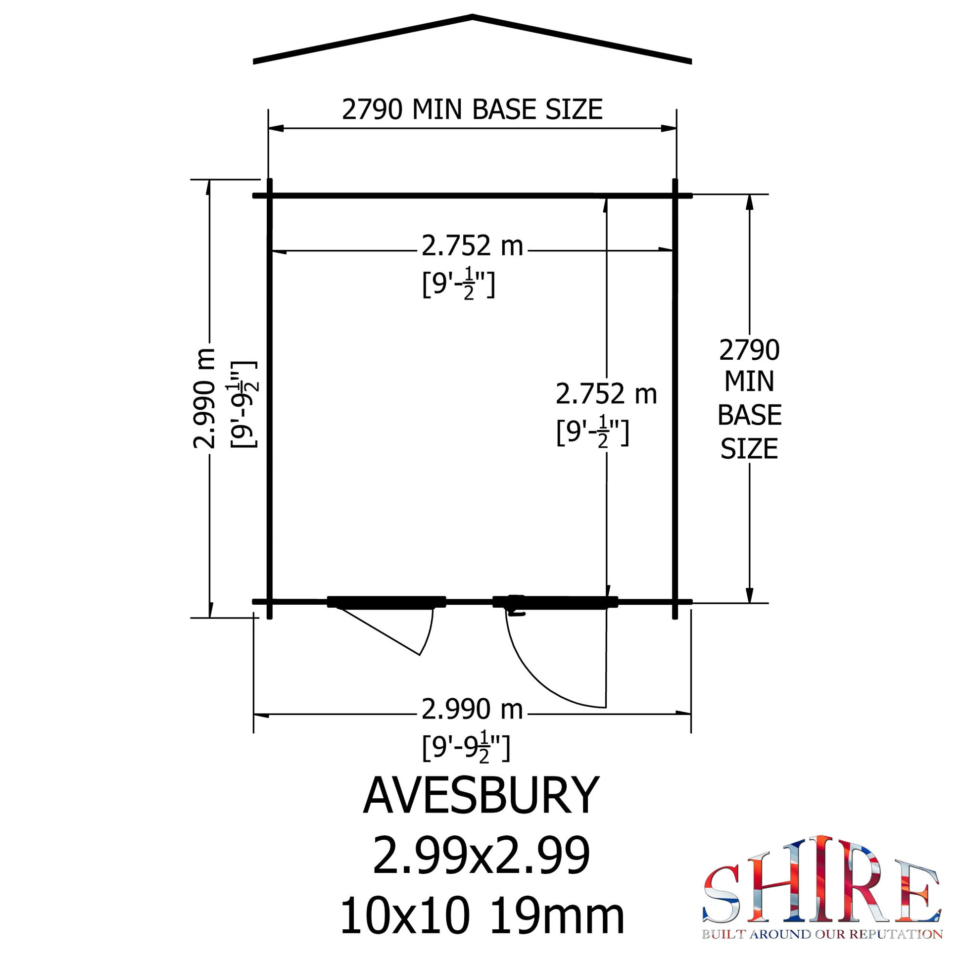 Shire Avesbury 19mm Log Cabin 10x10