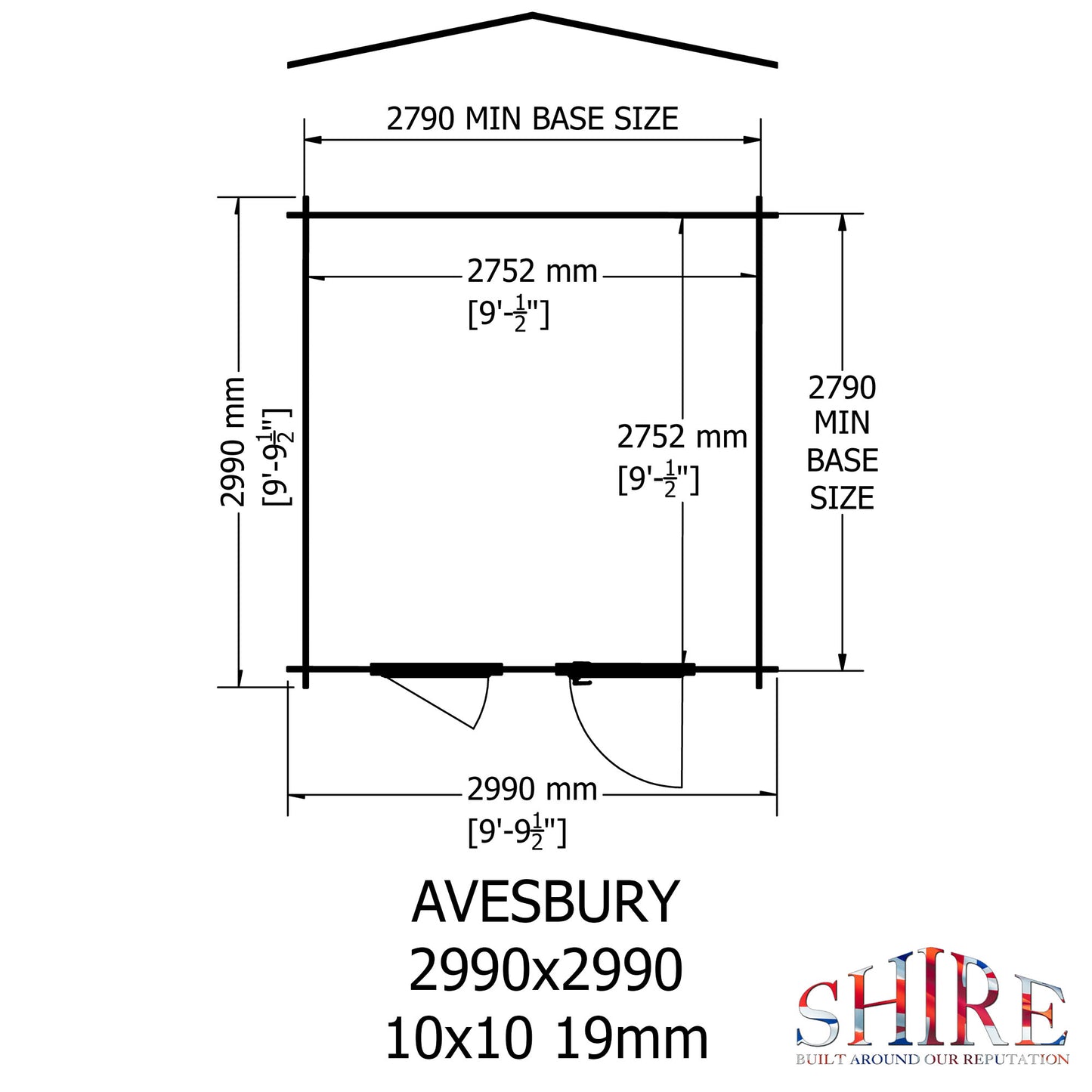 Shire Avesbury 19mm Log Cabin 10x10
