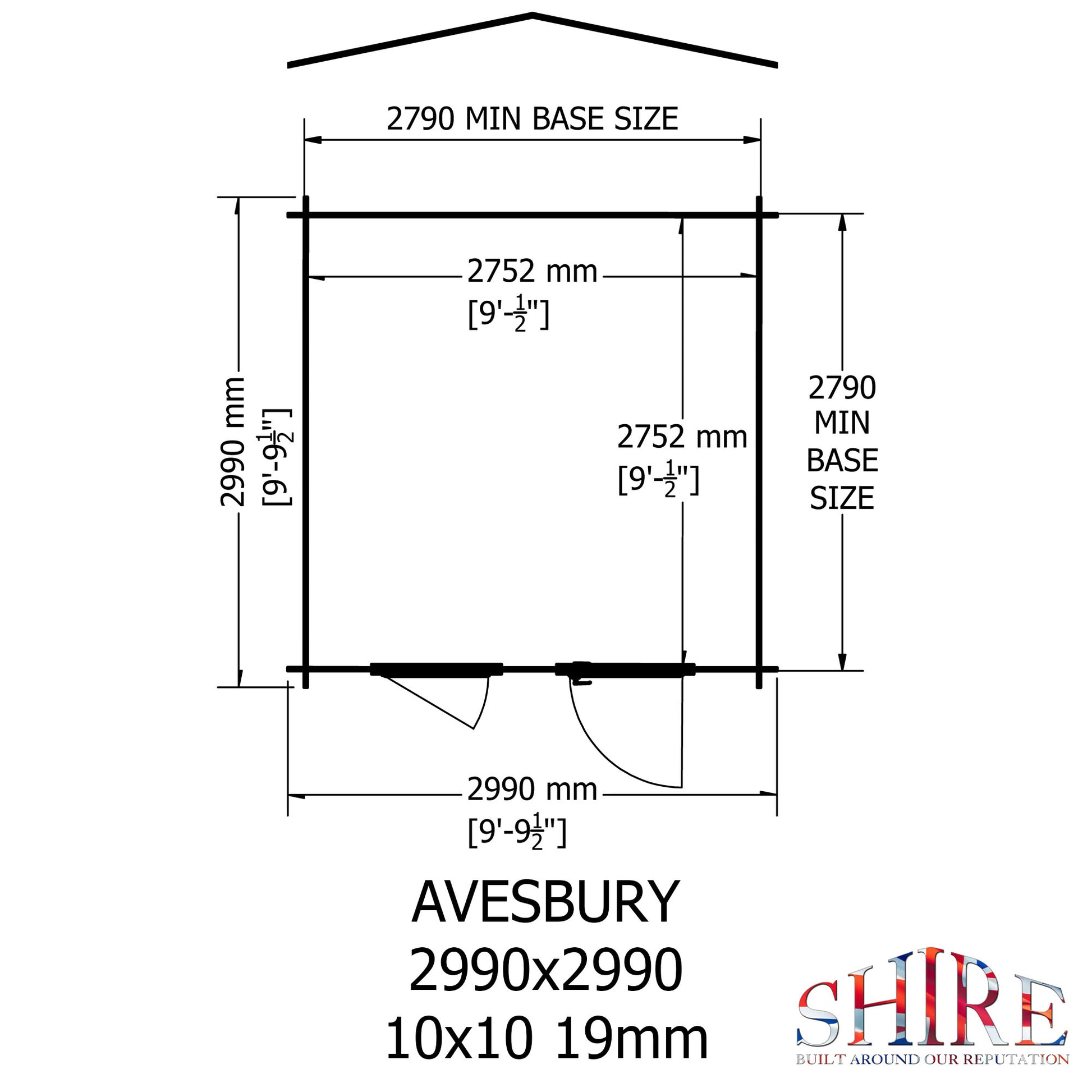 Shire Avesbury 19mm Log Cabin 10x10