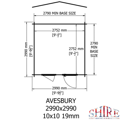 Shire Avesbury 19mm Log Cabin 10x10