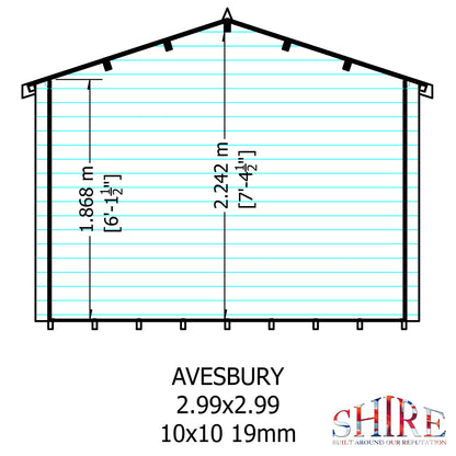 Shire Avesbury 19mm Log Cabin 10x10