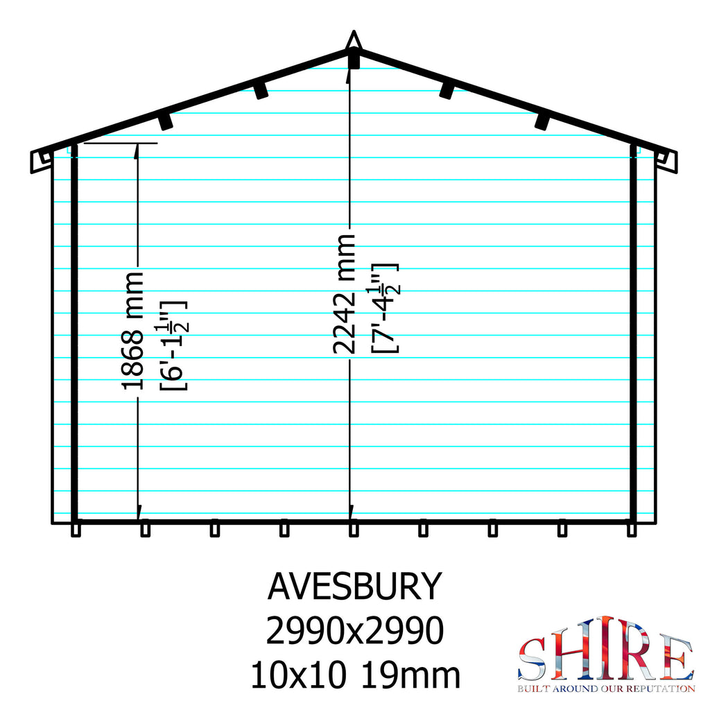Shire Avesbury 19mm Log Cabin 10x10