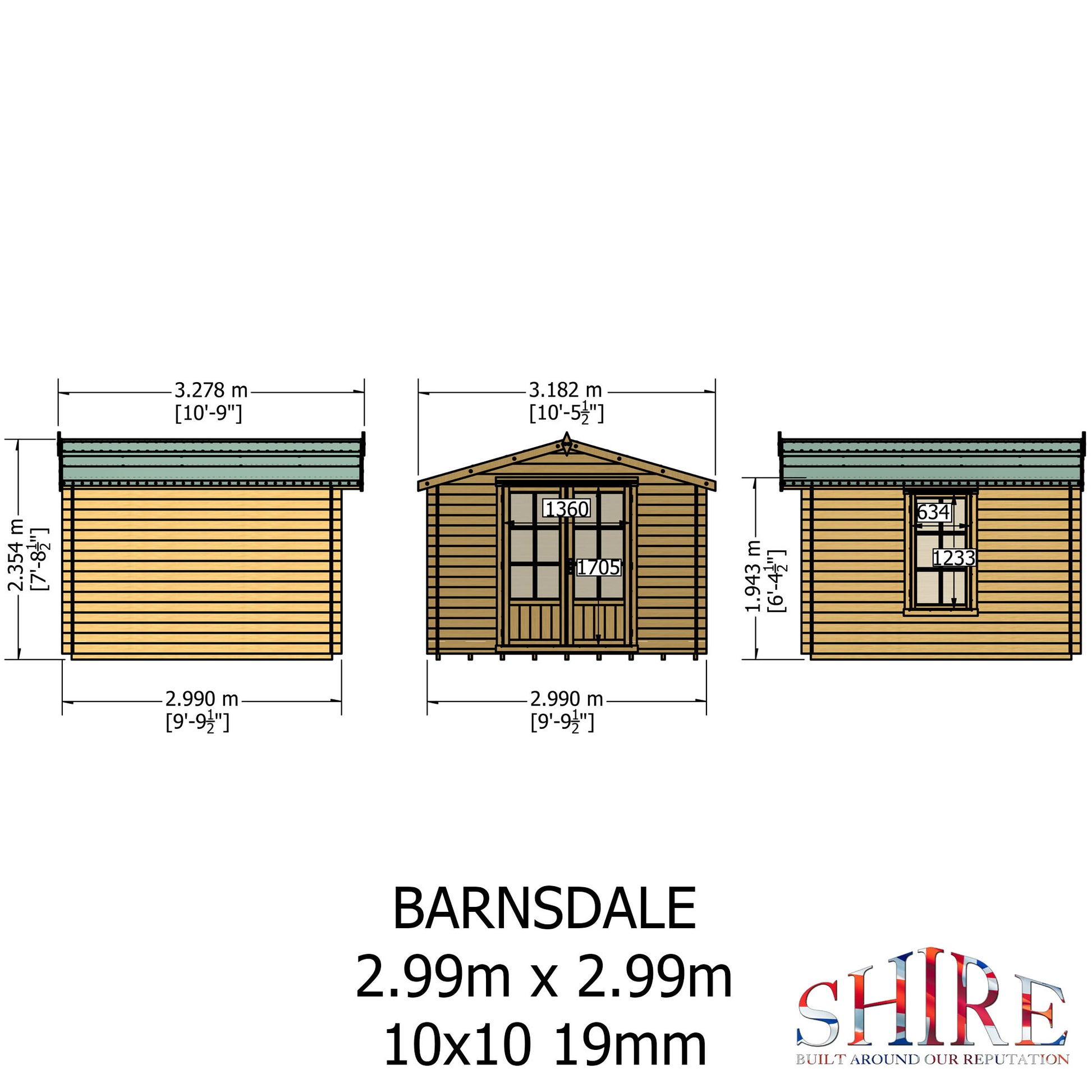 Shire Barnsdale 19mm Log Cabin 10x10
