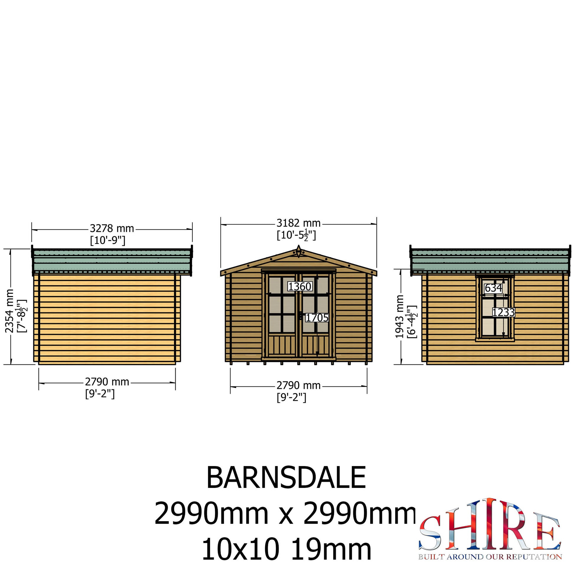 Shire Barnsdale 19mm Log Cabin 10x10