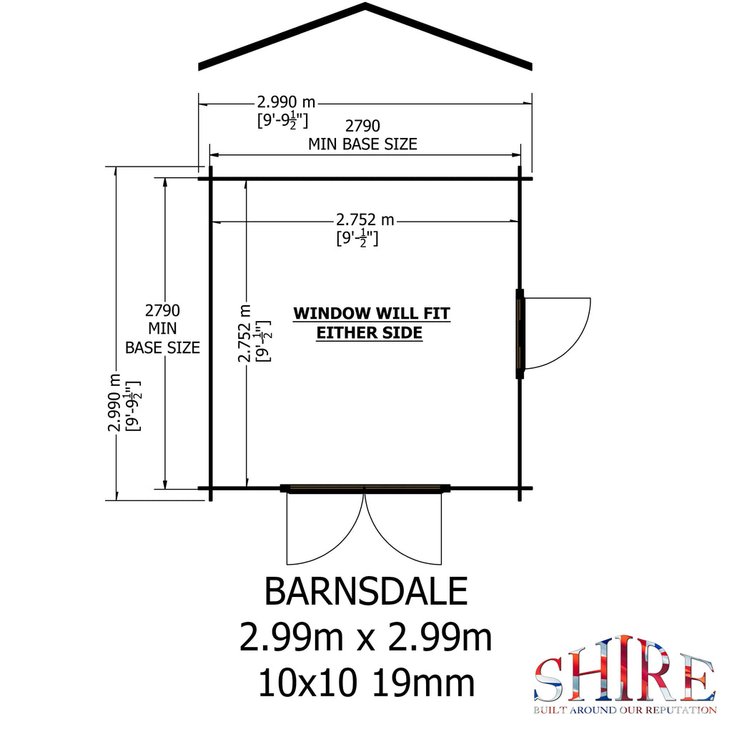 Shire Barnsdale 19mm Log Cabin 10x10