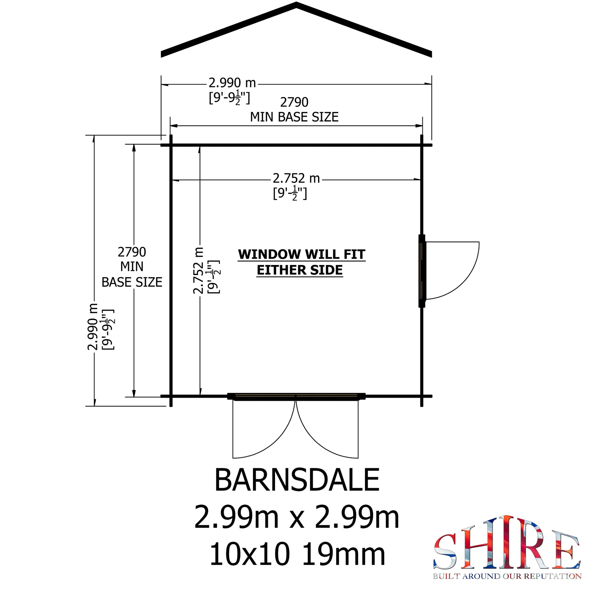 Shire Barnsdale 19mm Log Cabin 10x10