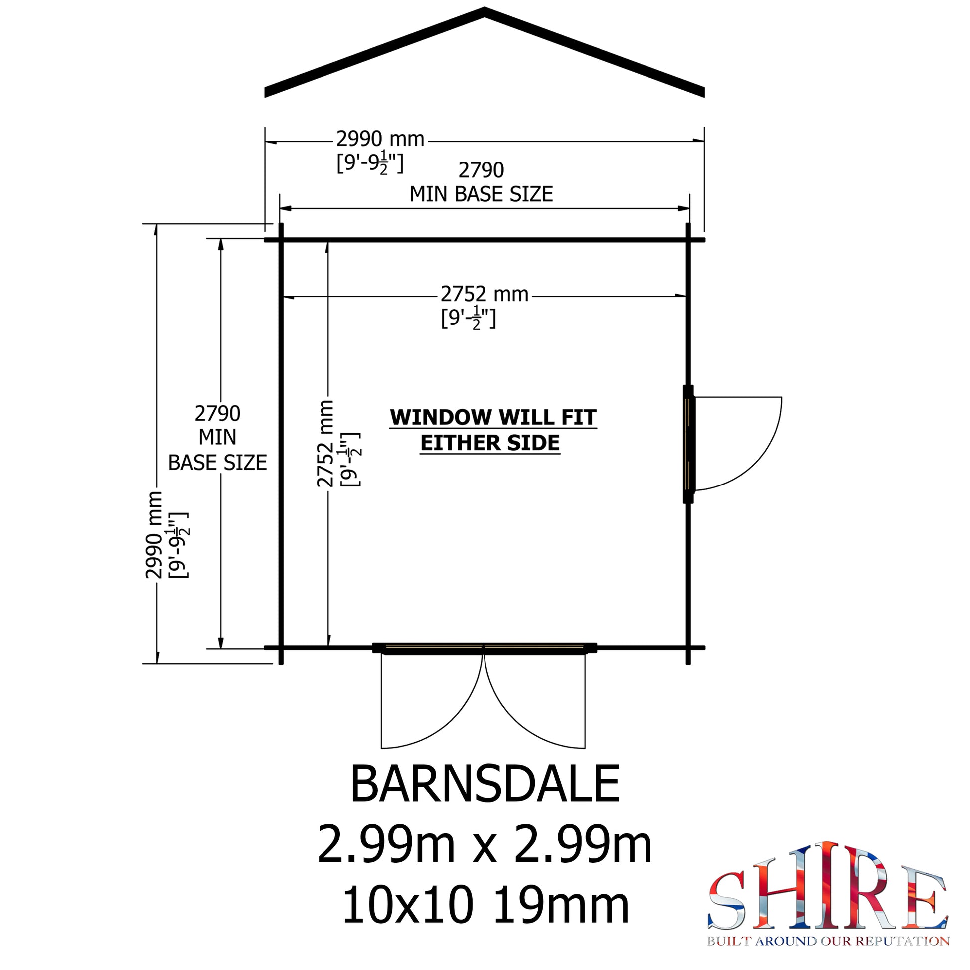 Shire Barnsdale 19mm Log Cabin 10x10