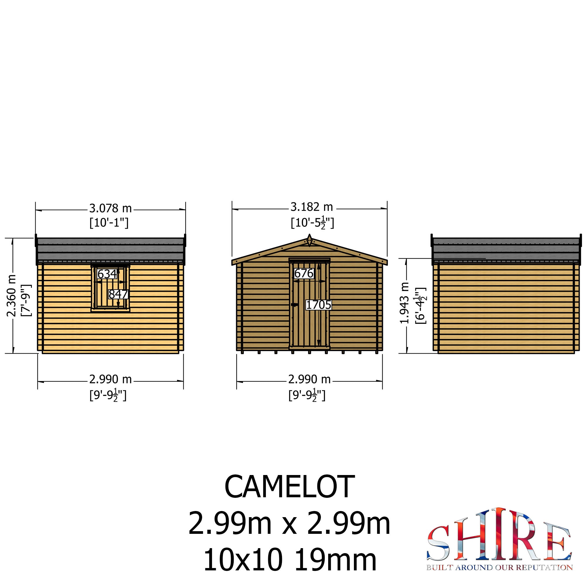 Shire Camelot 19mm Log Cabin 10x10