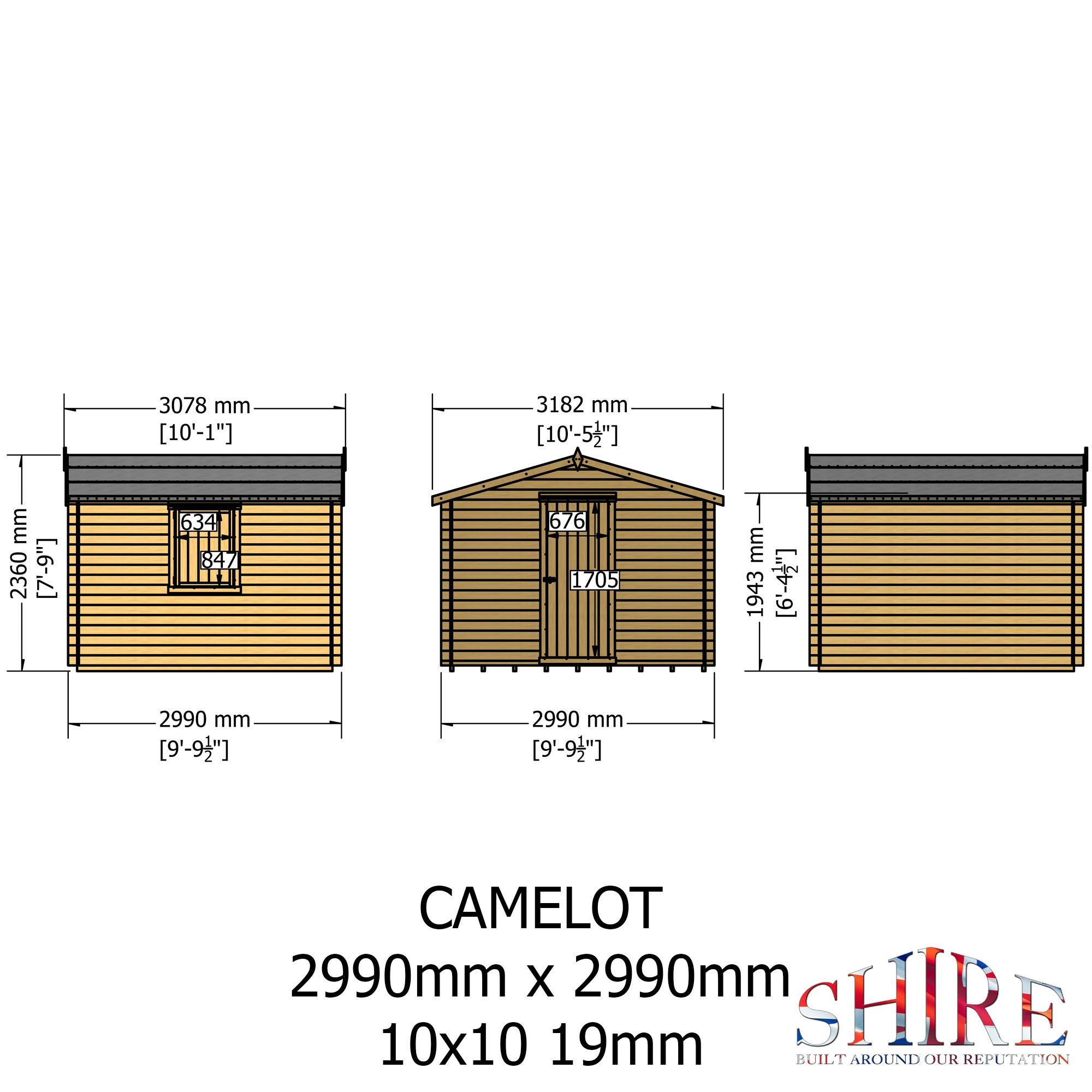 Shire Camelot 19mm Log Cabin 10x10